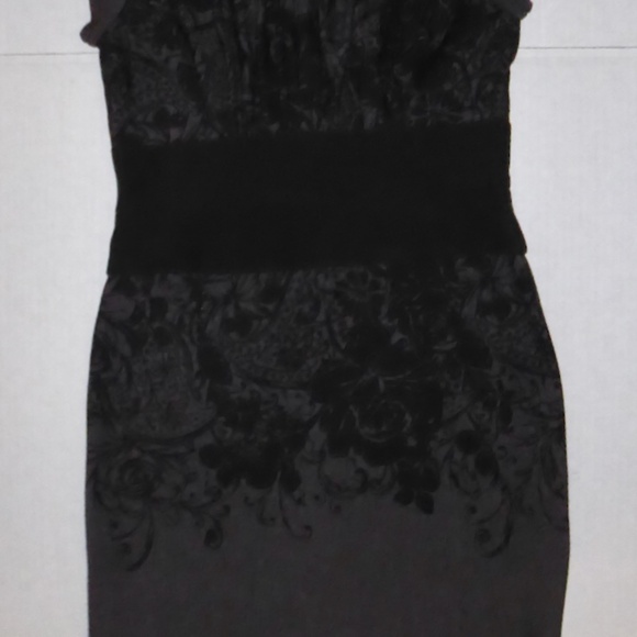 SUZE CHIN DRESS FOR MAGGY BOUTIQUE BLACK/GRAY S/S FLORAL KNEE LENGTH PARTY 10 M - Picture 2 of 8